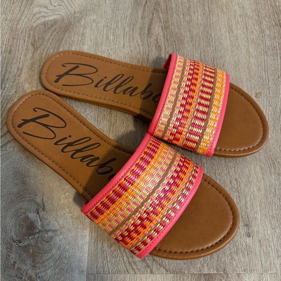 Billabong Rainbow Straw Slides Sandals Women’s 9 40 Misty Papaya - Picture 2 of 5